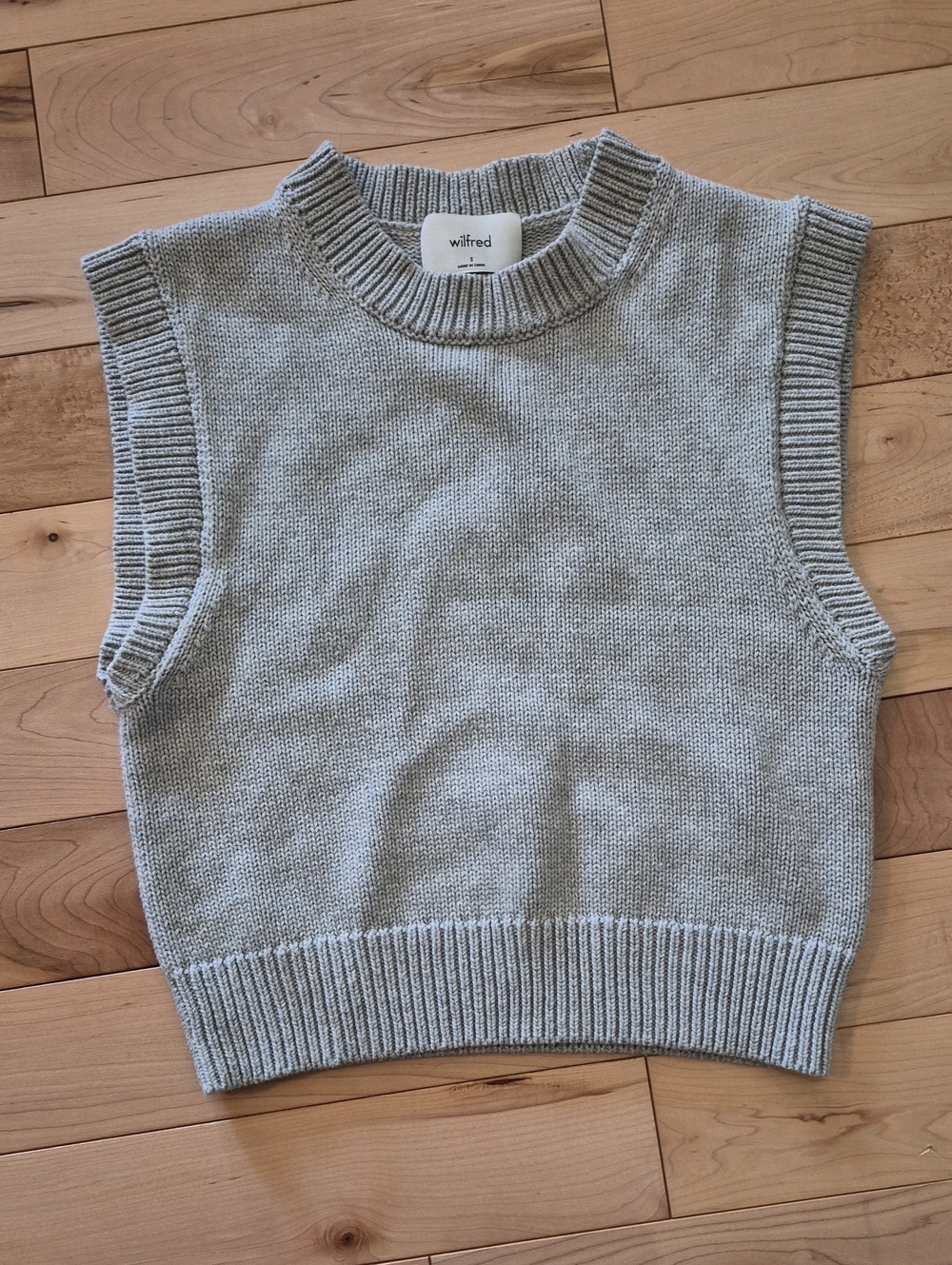 Wilfred Women's Size Small Sleeveless Knit Sweater Vest - Light Gray